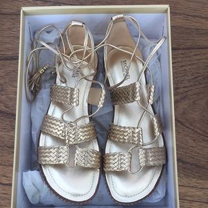Michael Kors Gold gladiator sandals new in box